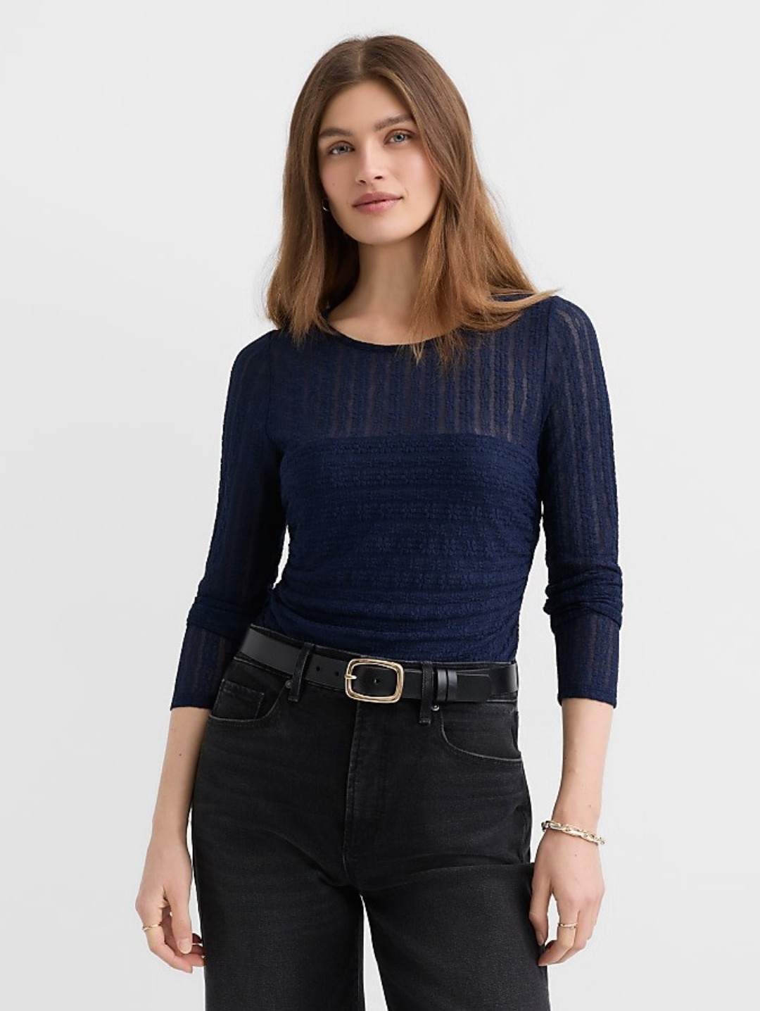 Lace Ruched Bodice Top Nwt